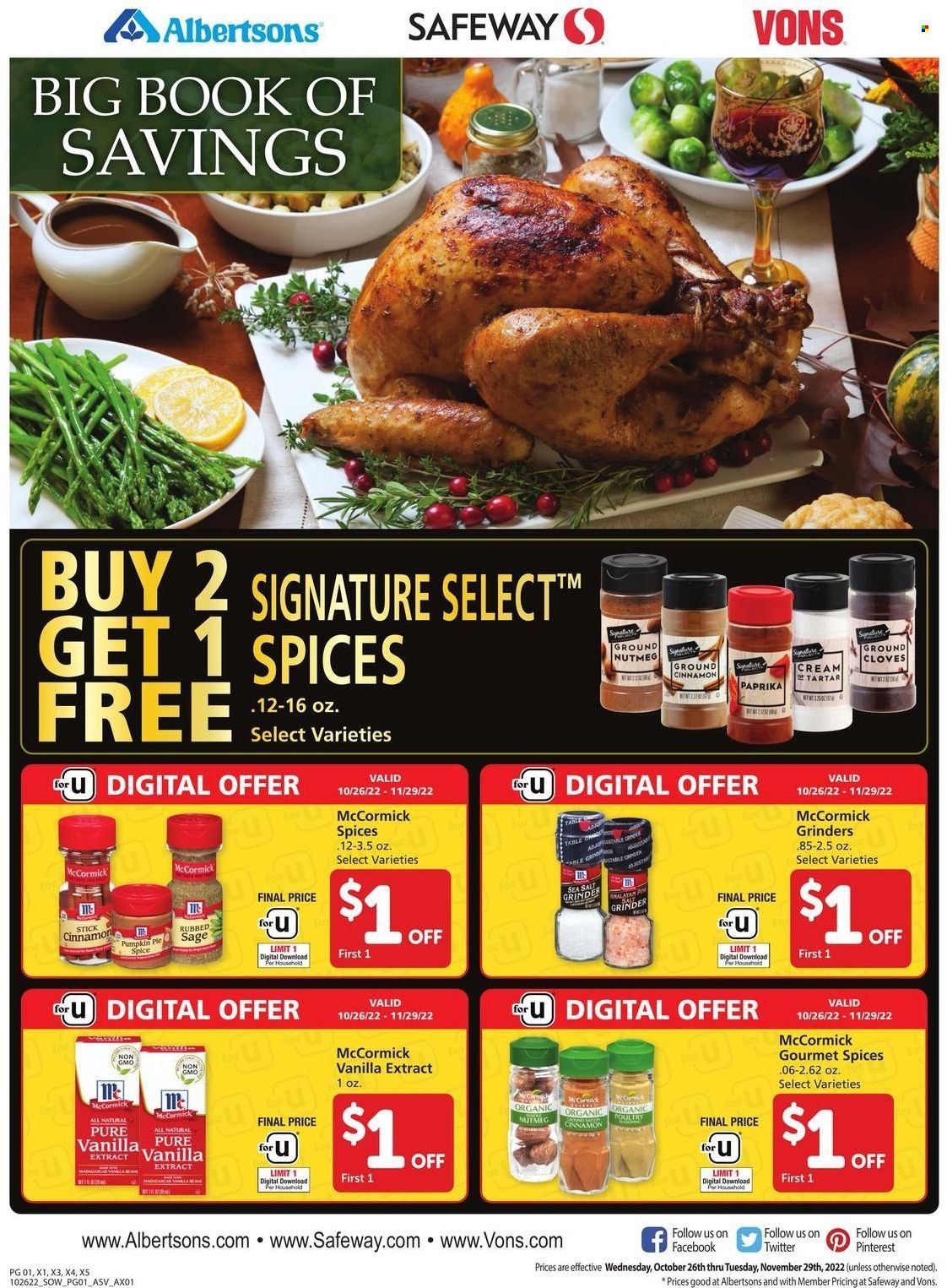 Safeway (AZ, CO, ID, MT, NE, NM) Weekly Ad Flyer Specials October 26 to November 29, 2022