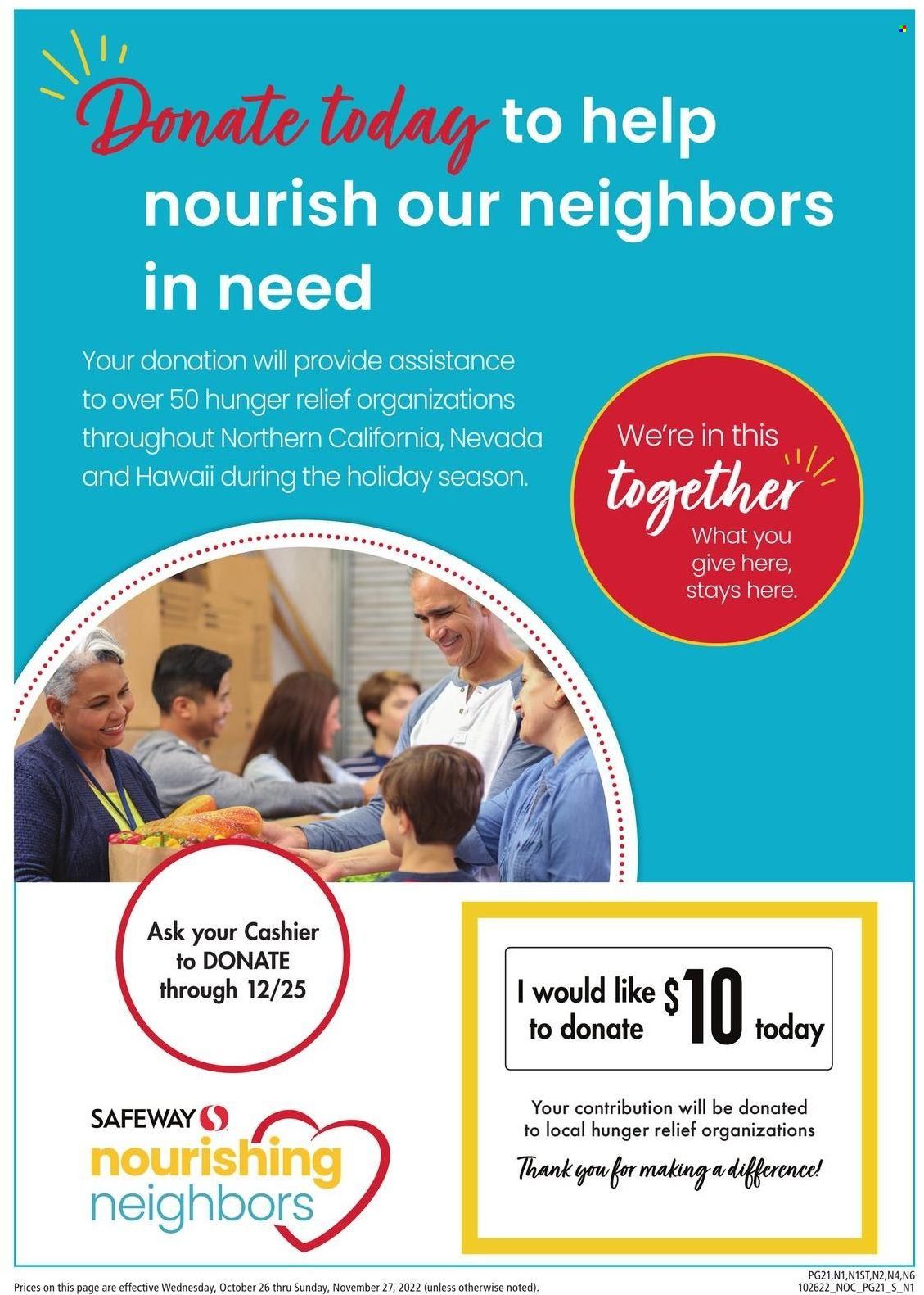 Safeway (CA, HI, OR, WA) Weekly Ad Flyer Specials October 26 to November 27, 2022