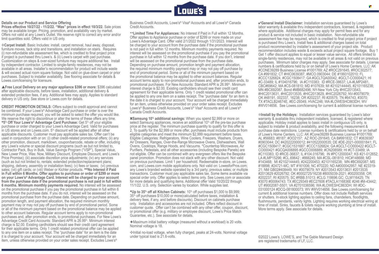Lowe's Weekly Ad Flyer Specials October 27 to November 2, 2022