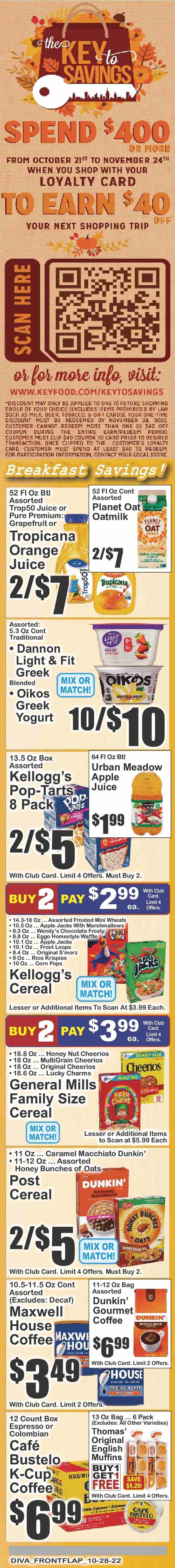 Key Food (NY) Weekly Ad Flyer Specials October 28 to November 3, 2022