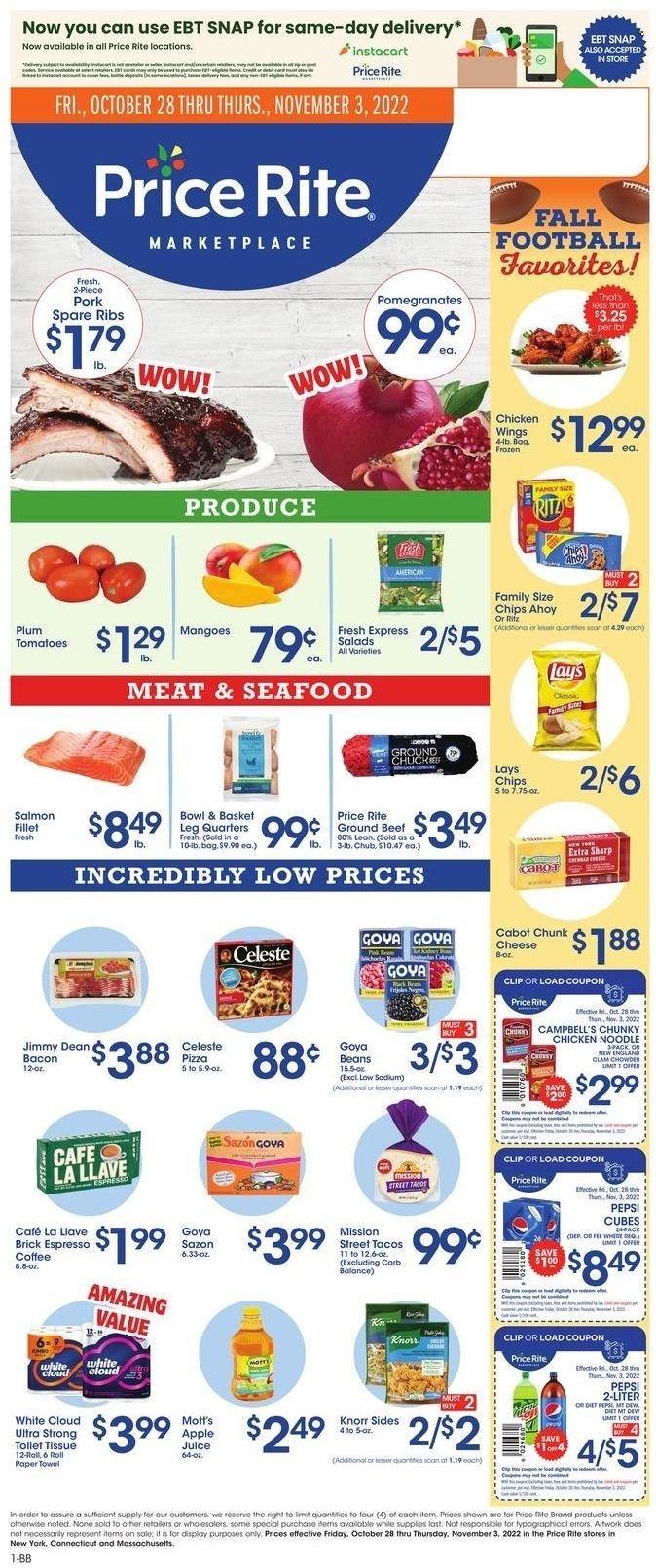 Price Rite (CT, MA, MD, NH, NJ, NY, PA, RI) Weekly Ad Flyer Specials October 28 to November 3, 2022
