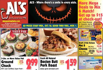 Al's Supermarket (IN) Weekly Ad Flyer Specials October 26 to November 1, 2022