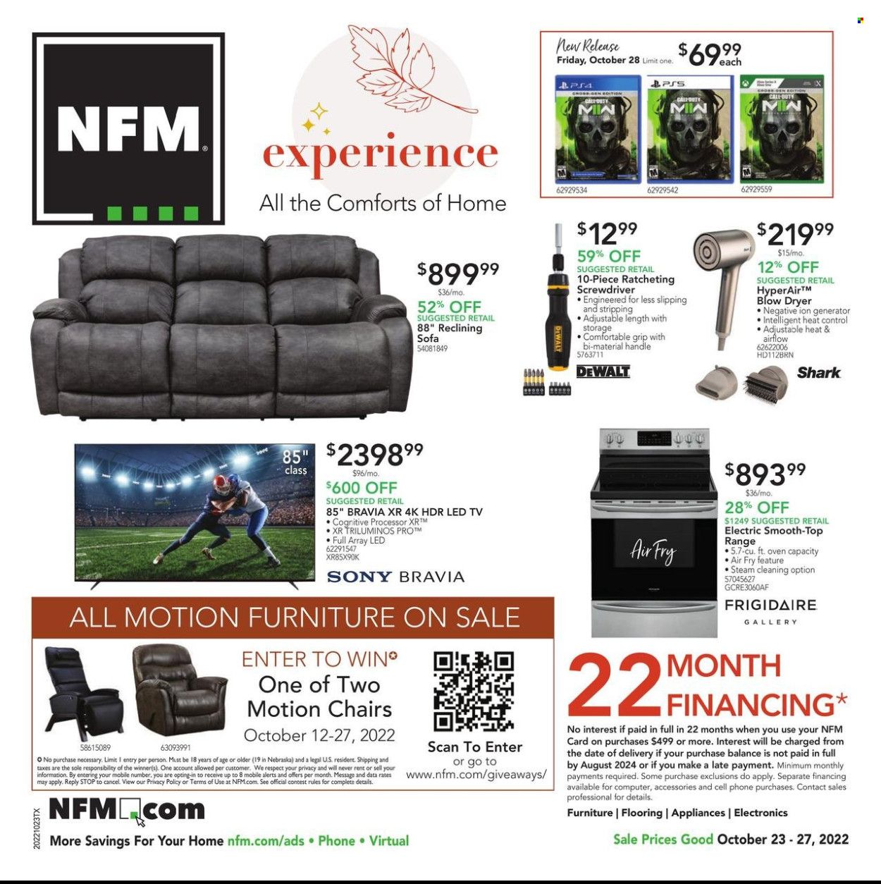 Nebraska Furniture Mart (IA, KS, NE, TX) Weekly Ad Flyer Specials October 23 to October 27, 2022
