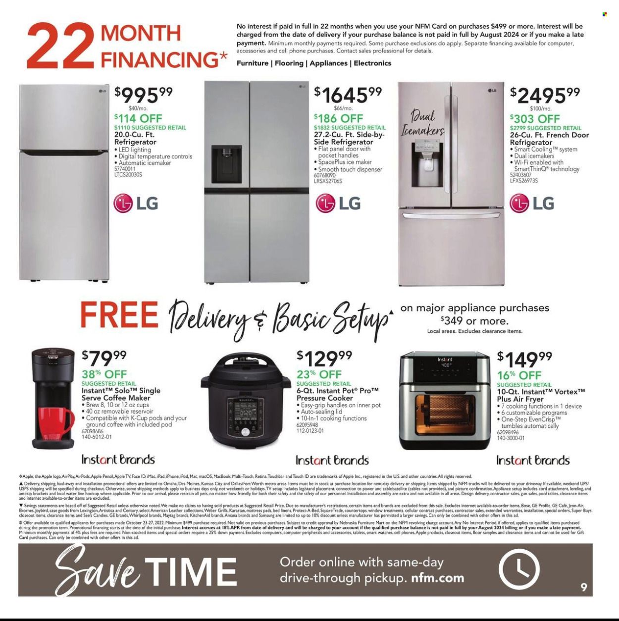 Nebraska Furniture Mart (IA, KS, NE, TX) Weekly Ad Flyer Specials October 23 to October 27, 2022