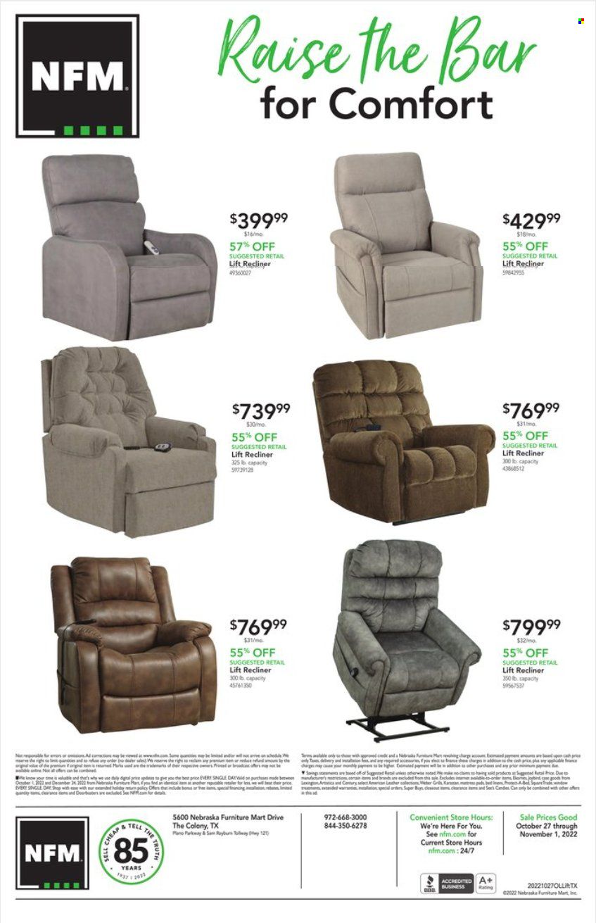Nebraska Furniture Mart (IA, KS, NE, TX) Weekly Ad Flyer Specials October 27 to November 1, 2022
