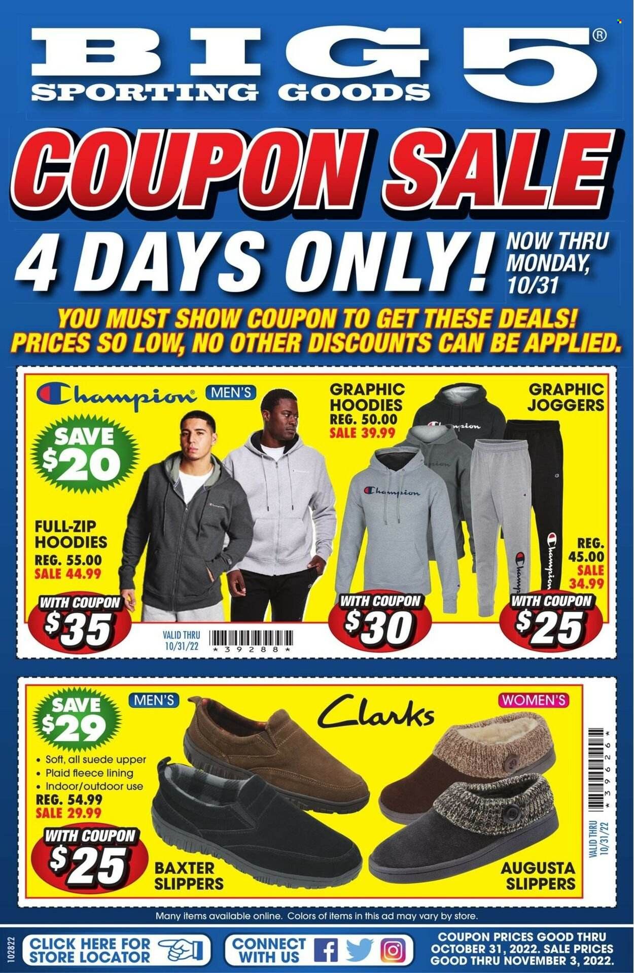 Big 5 (AZ, CA, CO, ID, NM, OR, UT, WA) Weekly Ad Flyer Specials October 28 to October 31, 2022