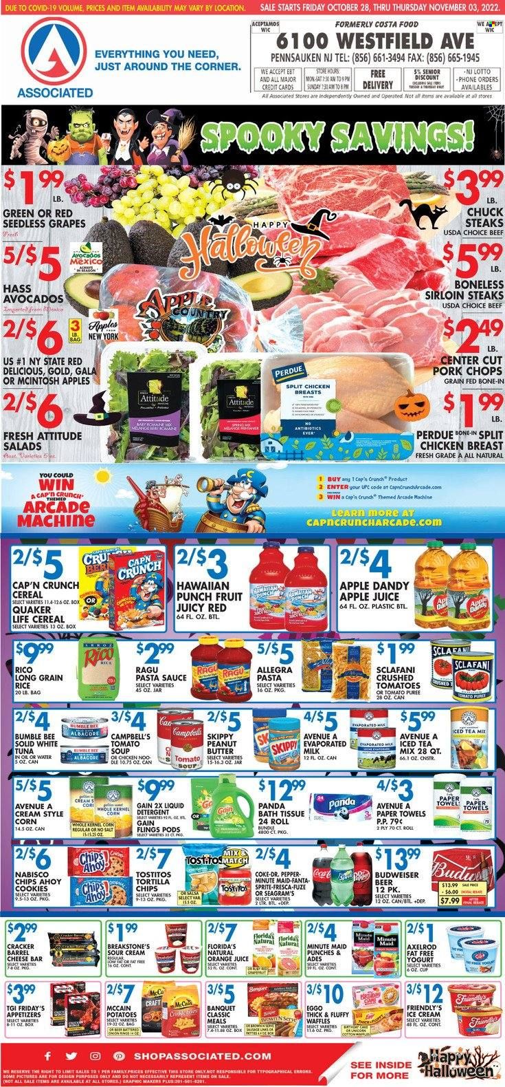 Associated Supermarkets (NY) Weekly Ad Flyer Specials October 28 to November 3, 2022