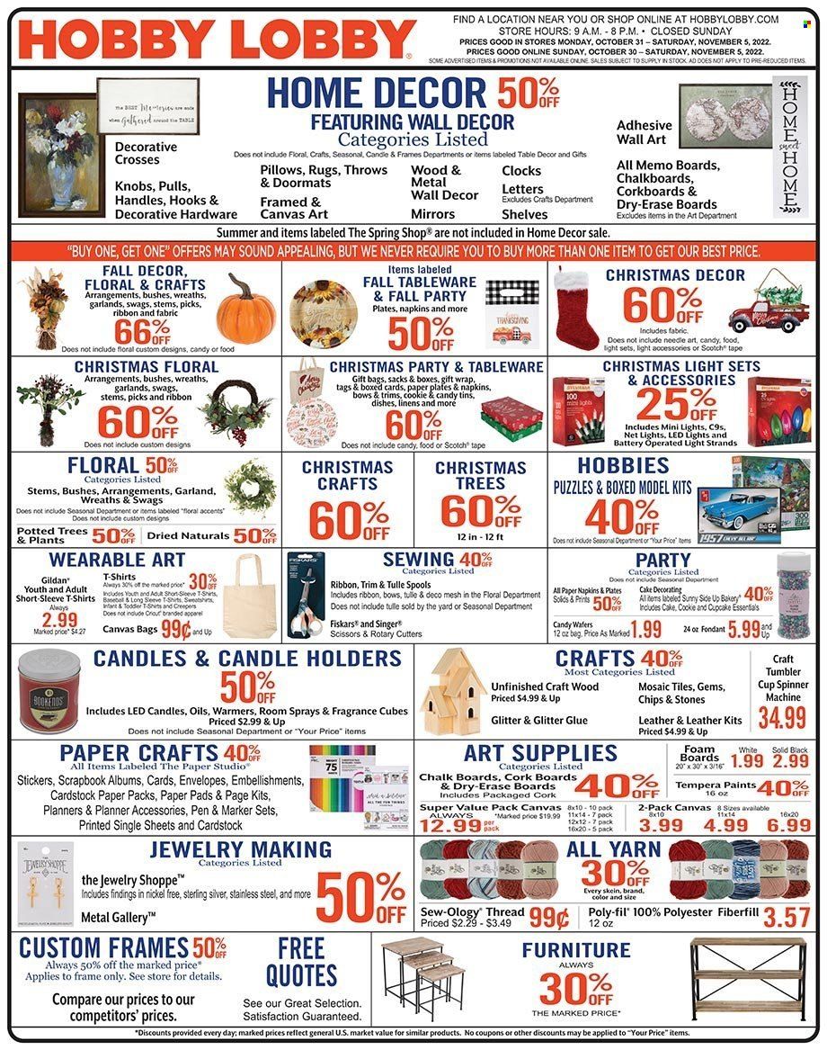 Hobby Lobby Weekly Ad Flyer Specials October 30 to November 5, 2022