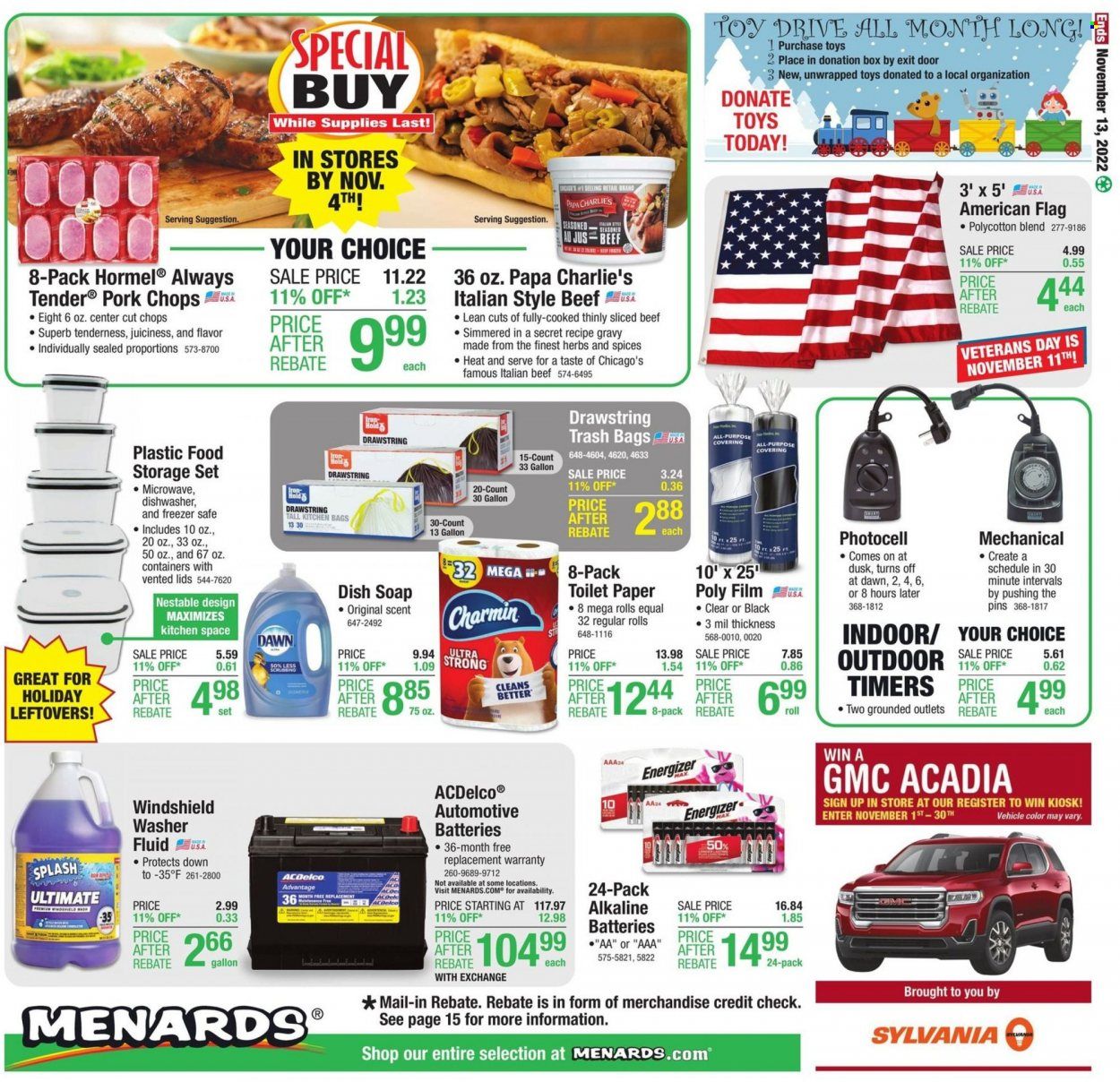 Menards Weekly Ad Flyer Specials November 3 to November 13, 2022
