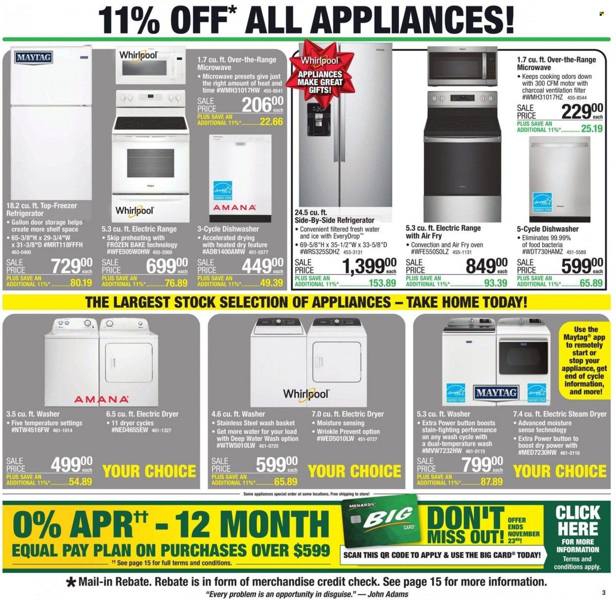 Menards Weekly Ad Flyer Specials November 3 to November 13, 2022
