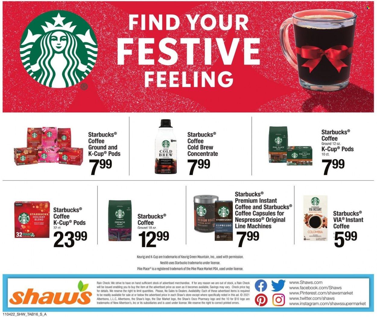 Shaw’s (MA, ME, NH, RI, VT) Weekly Ad Flyer Specials November 4 to December 1, 2022
