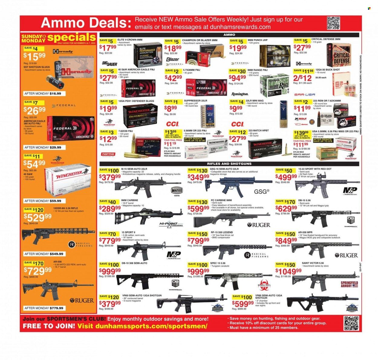 Dunham's Sports (IA, MD, PA) Weekly Ad Flyer Specials November 5 to November 10, 2022