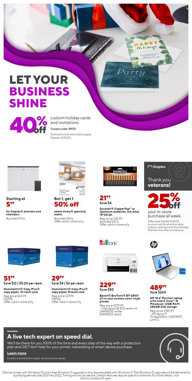 Staples Weekly Ad Flyer Specials November 6 to November 12, 2022