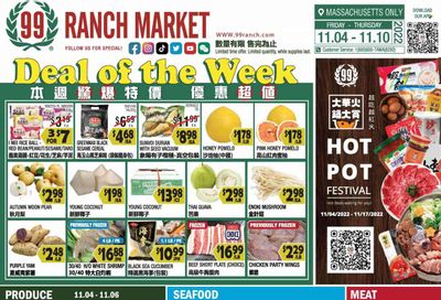 99 Ranch Market (47) Weekly Ad Flyer Specials November 4 to November 10, 2022
