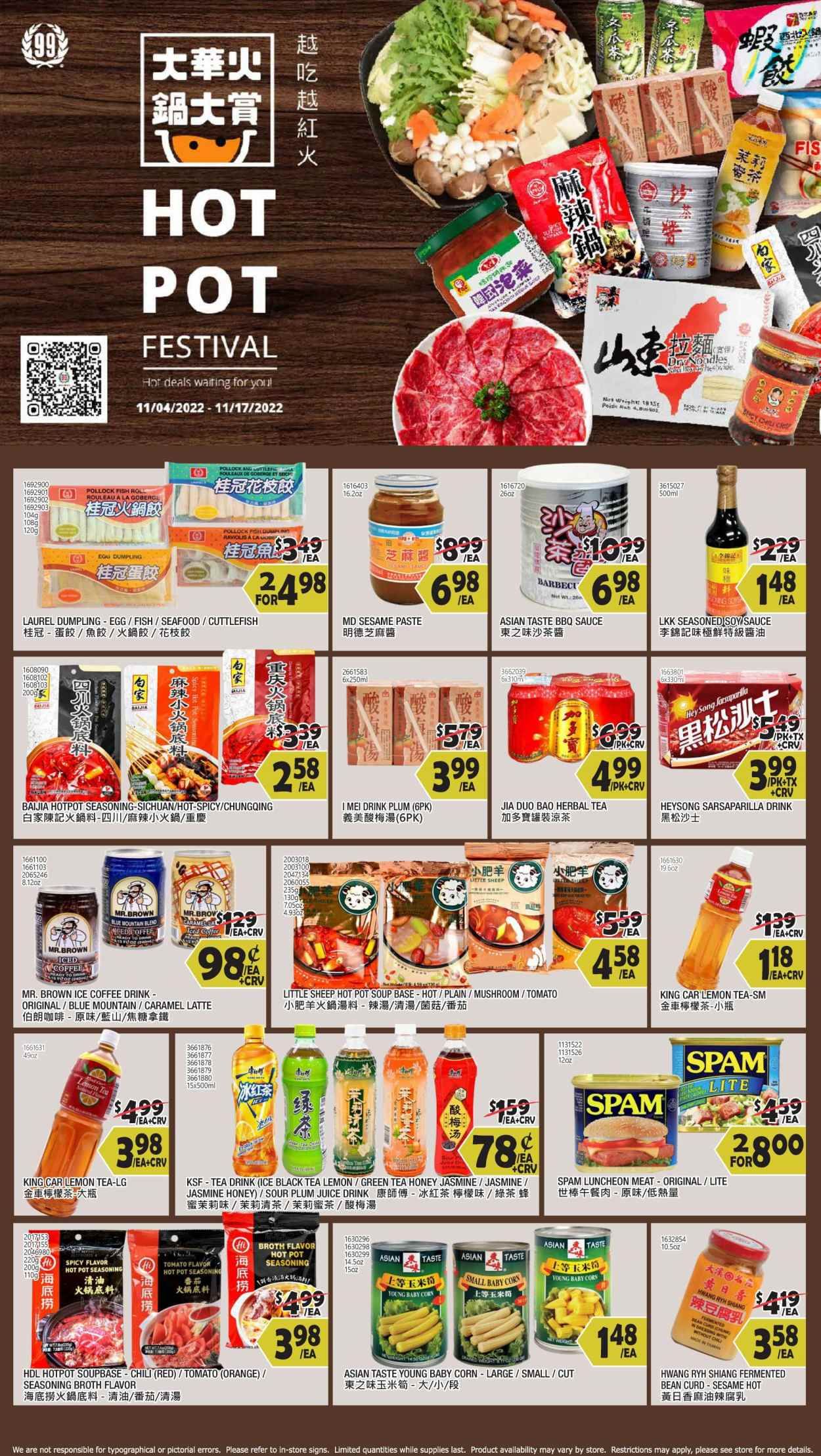 99 Ranch Market (40, CA) Weekly Ad Flyer Specials November 4 to November 10, 2022