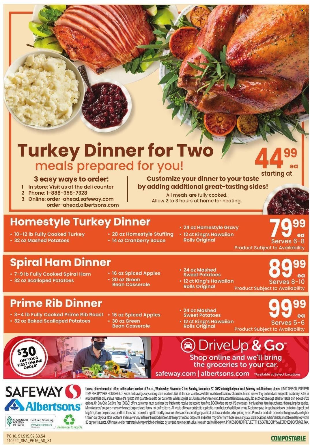 Safeway (WA) Weekly Ad Flyer Specials November 2 to November 27, 2022