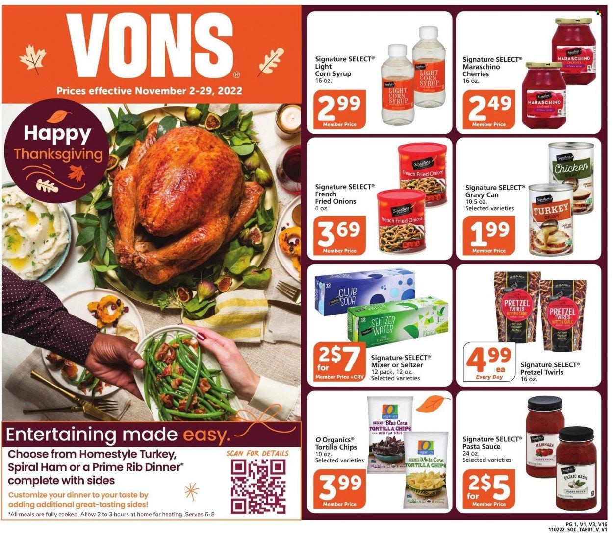 Vons (CA) Weekly Ad Flyer Specials November 2 to November 29, 2022