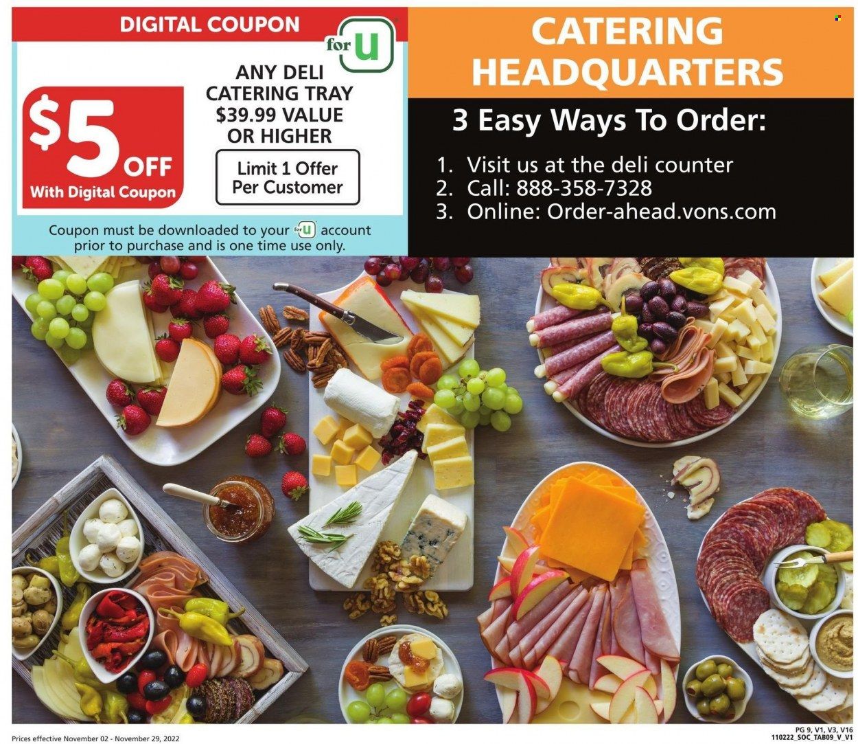 Vons (CA) Weekly Ad Flyer Specials November 2 to November 29, 2022