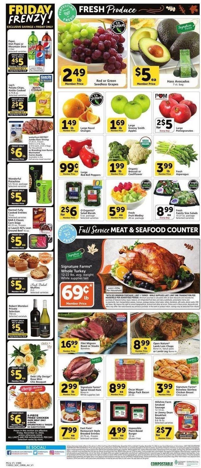 Vons (CA) Weekly Ad Flyer Specials November 9 to November 15, 2022