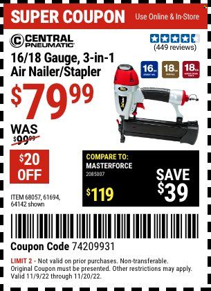 Harbor Freight Weekly Ad Flyer Specials November 9 to November 20, 2022