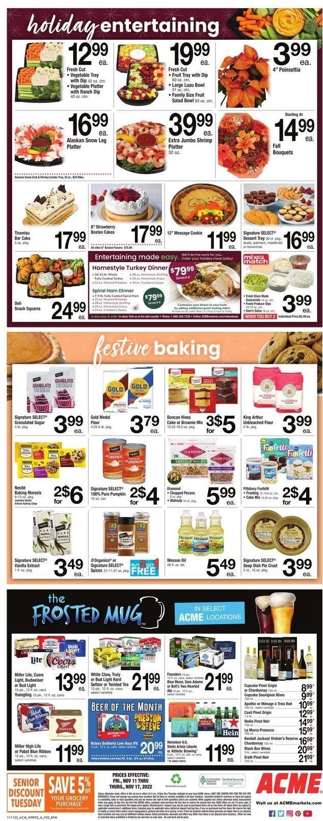 ACME (DE, NJ, NY, PA) Weekly Ad Flyer Specials November 11 to November 17, 2022
