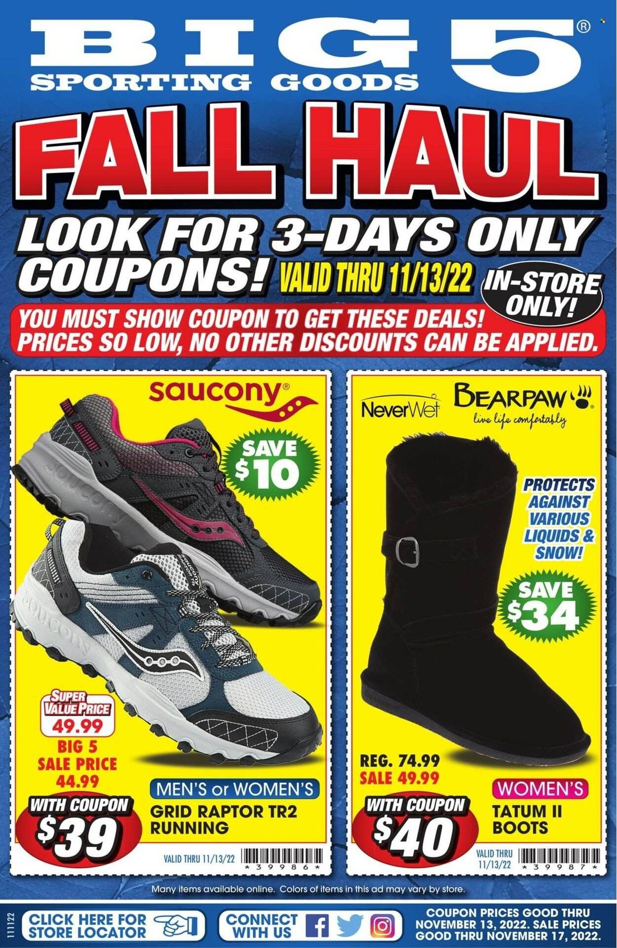 Big 5 (AZ, CA, CO, ID, NM, OR, UT, WA) Weekly Ad Flyer Specials November 11 to November 17, 2022