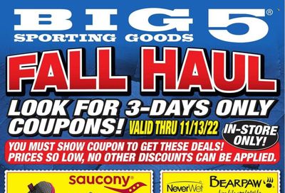 Big 5 (AZ, CA, CO, ID, NM, OR, UT, WA) Weekly Ad Flyer Specials November 11 to November 17, 2022