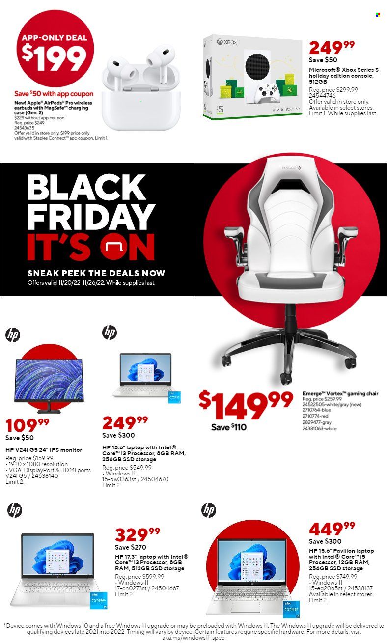 Staples Weekly Ad Flyer Specials November 20 to November 26, 2022
