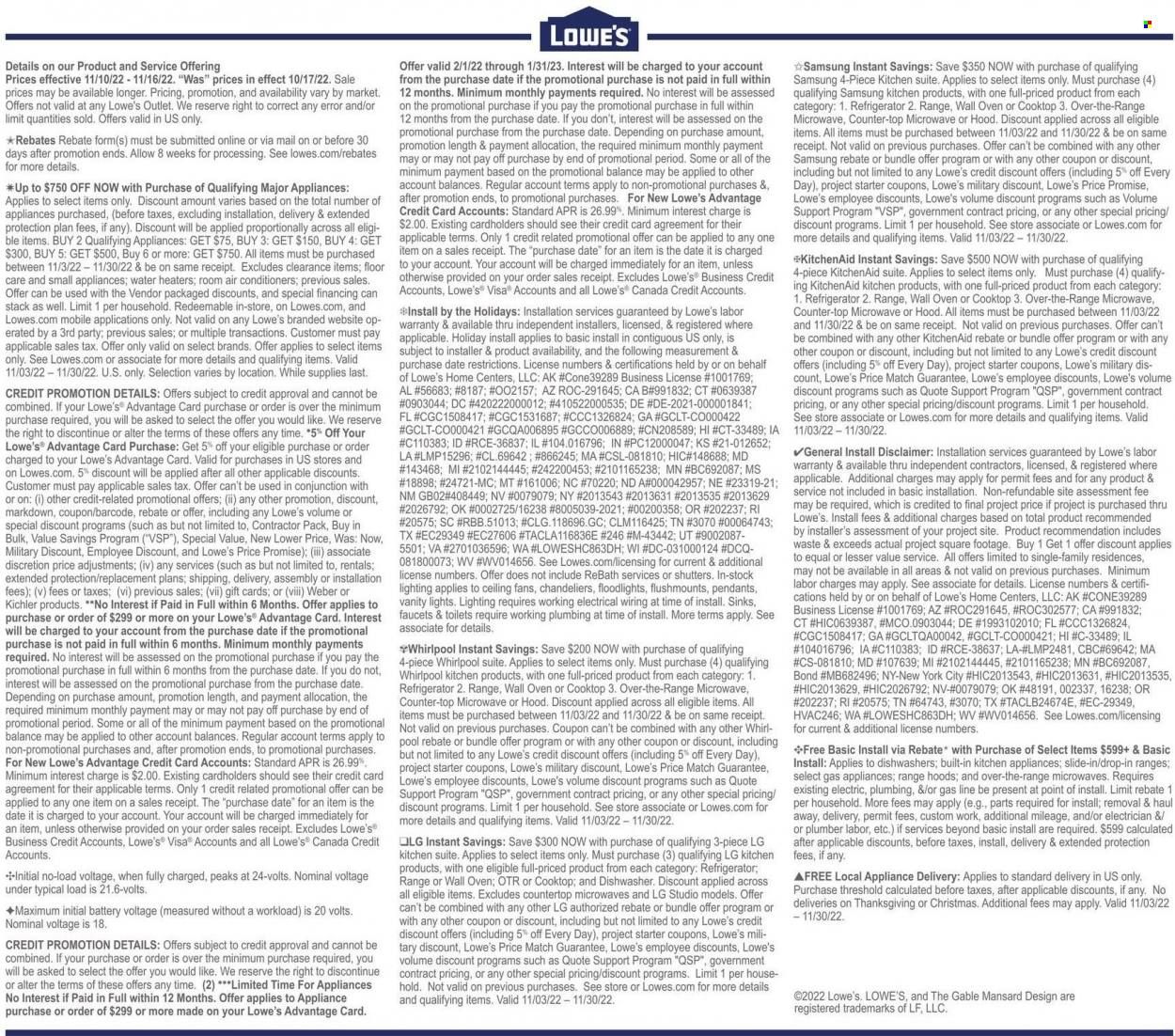 Lowe's Weekly Ad Flyer Specials November 10 to November 16, 2022