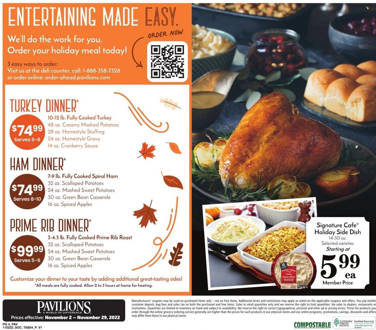 Pavilions (CA) Weekly Ad Flyer Specials November 2 to November 29, 2022