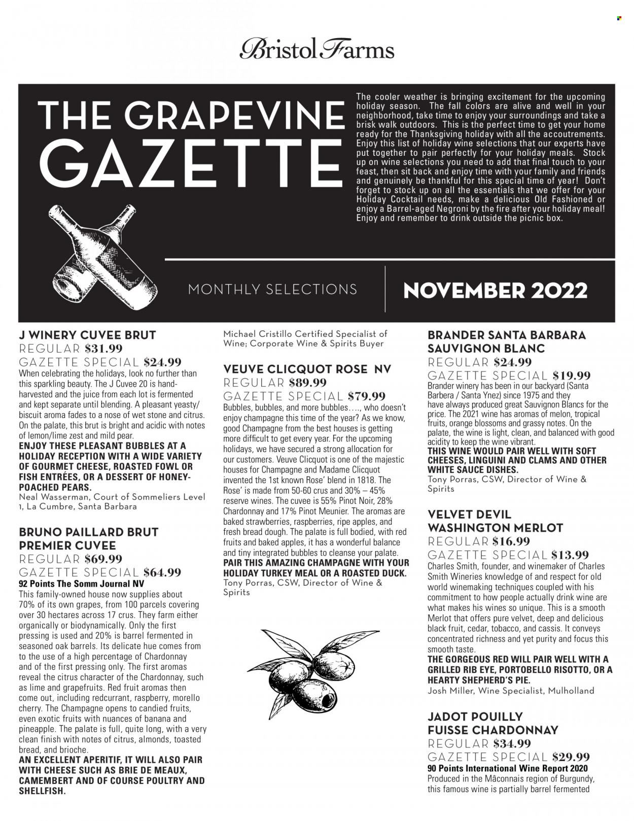 Bristol Farms (CA) Weekly Ad Flyer Specials November 2 to November 29, 2022