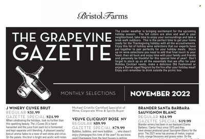 Bristol Farms (CA) Weekly Ad Flyer Specials November 2 to November 29, 2022