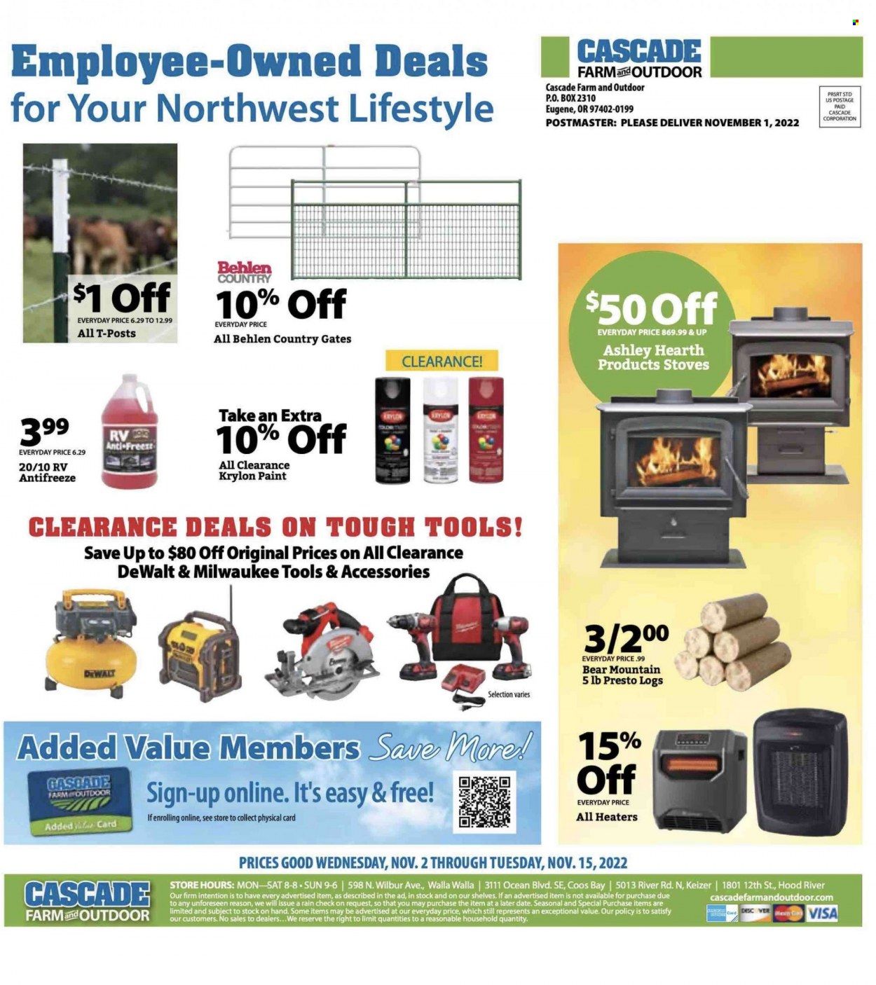 Cascade Farm And Outdoor (OR, WA) Weekly Ad Flyer Specials November 2 to November 15, 2022
