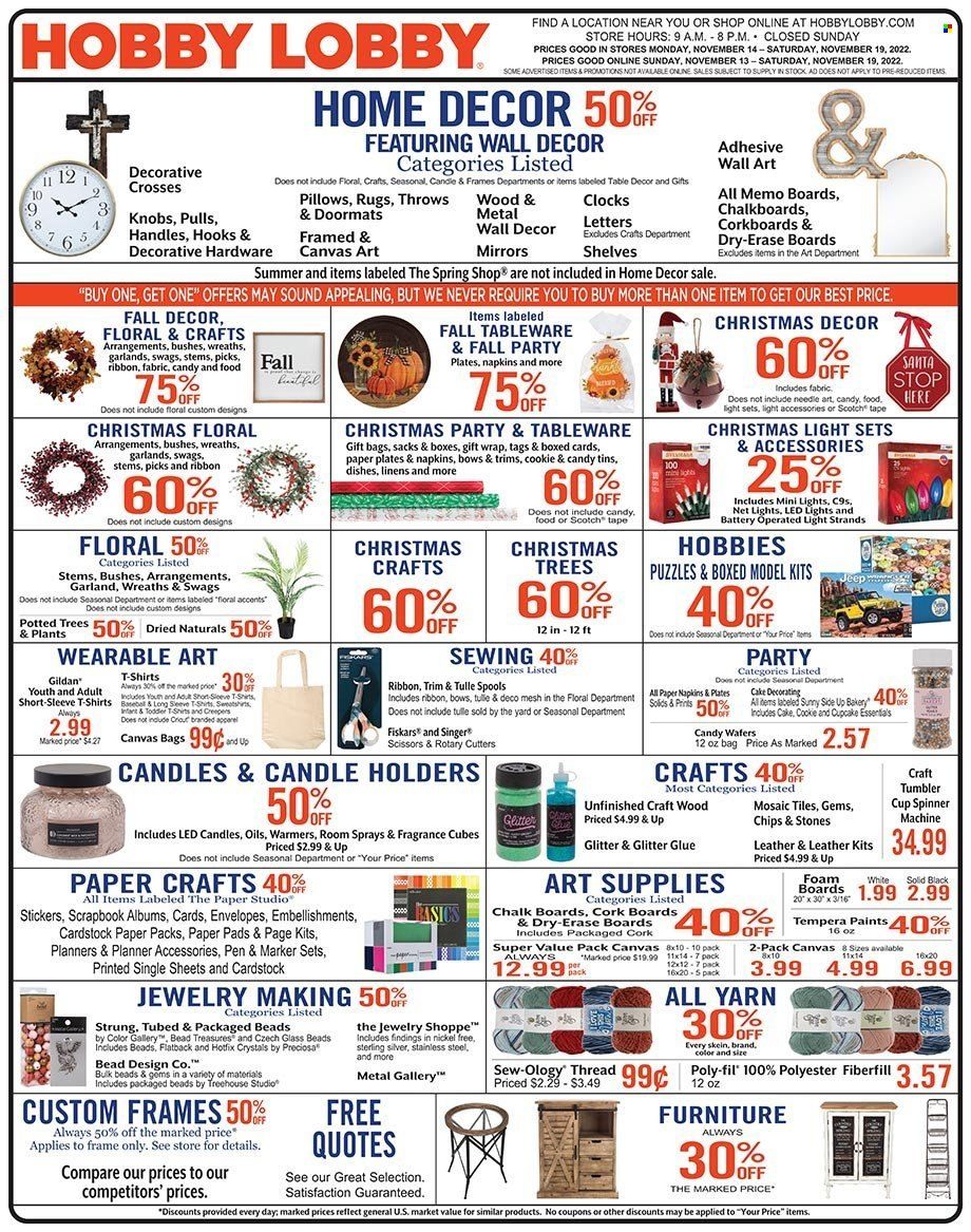 Hobby Lobby Weekly Ad Flyer Specials November 13 to November 19, 2022