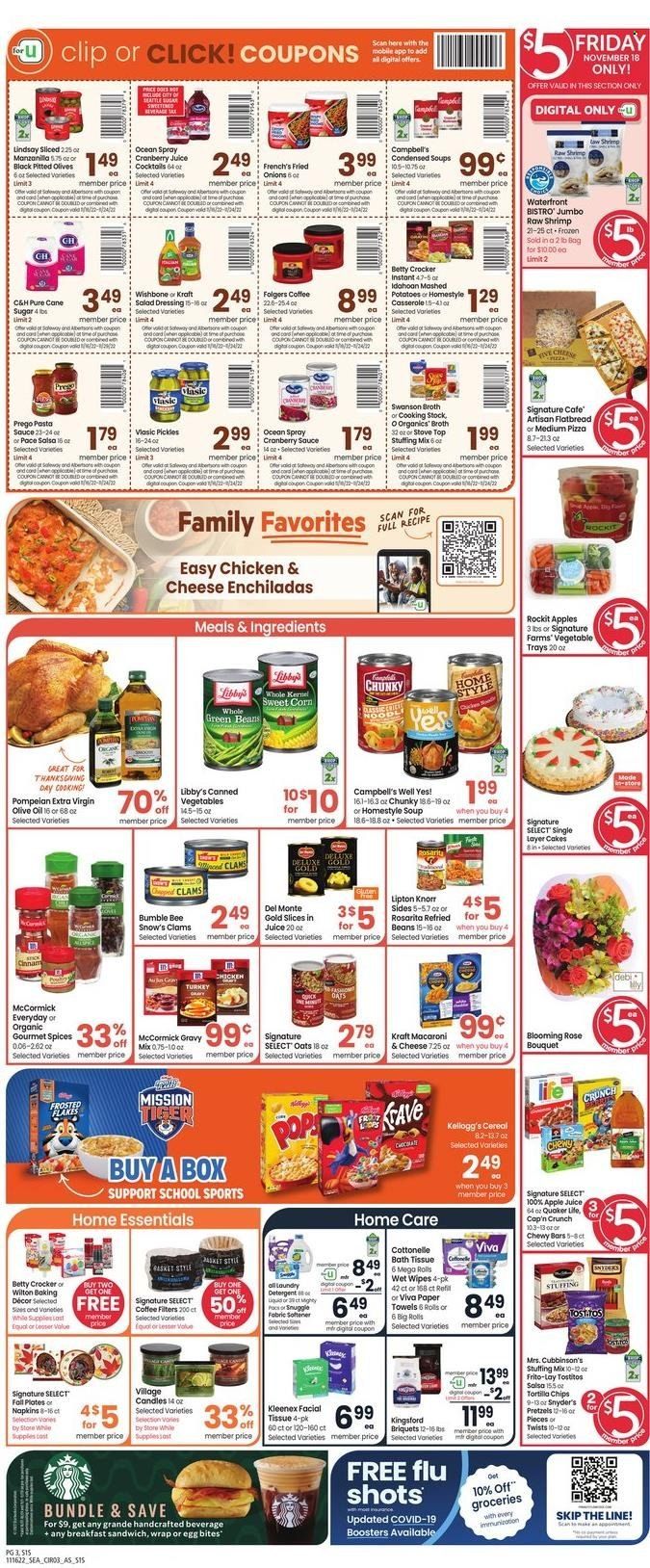 Safeway (WA) Weekly Ad Flyer Specials November 16 to November 24, 2022