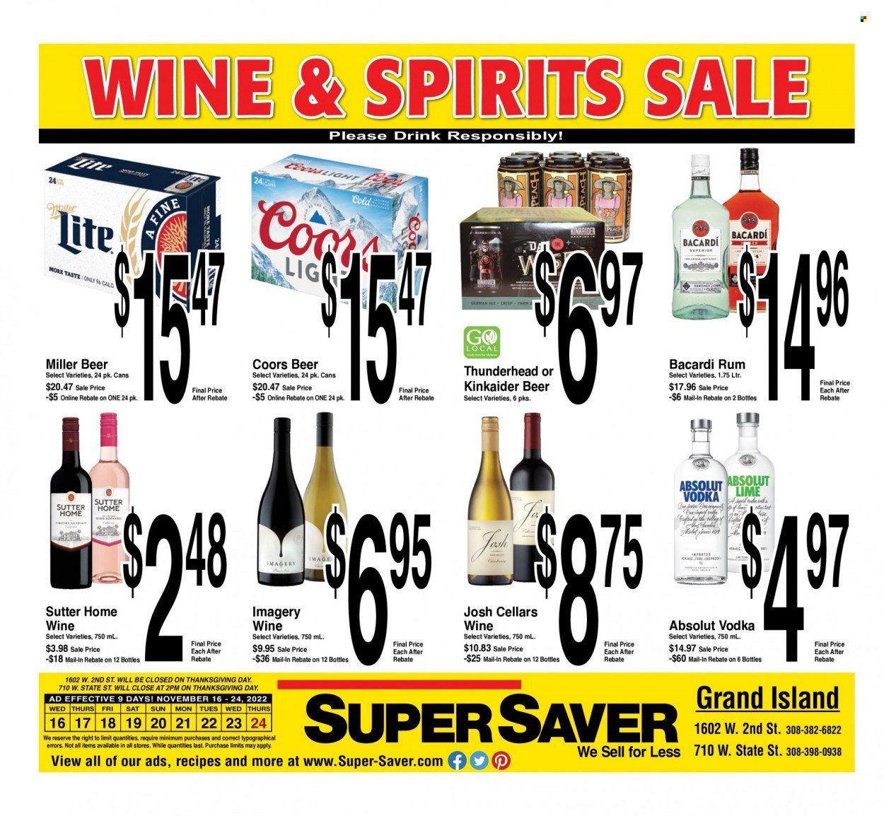 Super Saver Weekly Ad Flyer Specials November 16 to November 24, 2022