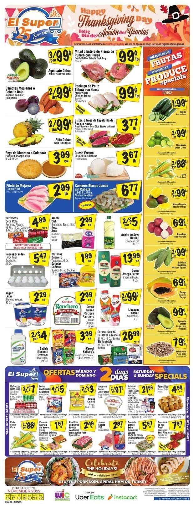 El Super (CA, NM, NV, TX) Weekly Ad Flyer Specials November 16 to November 22, 2022