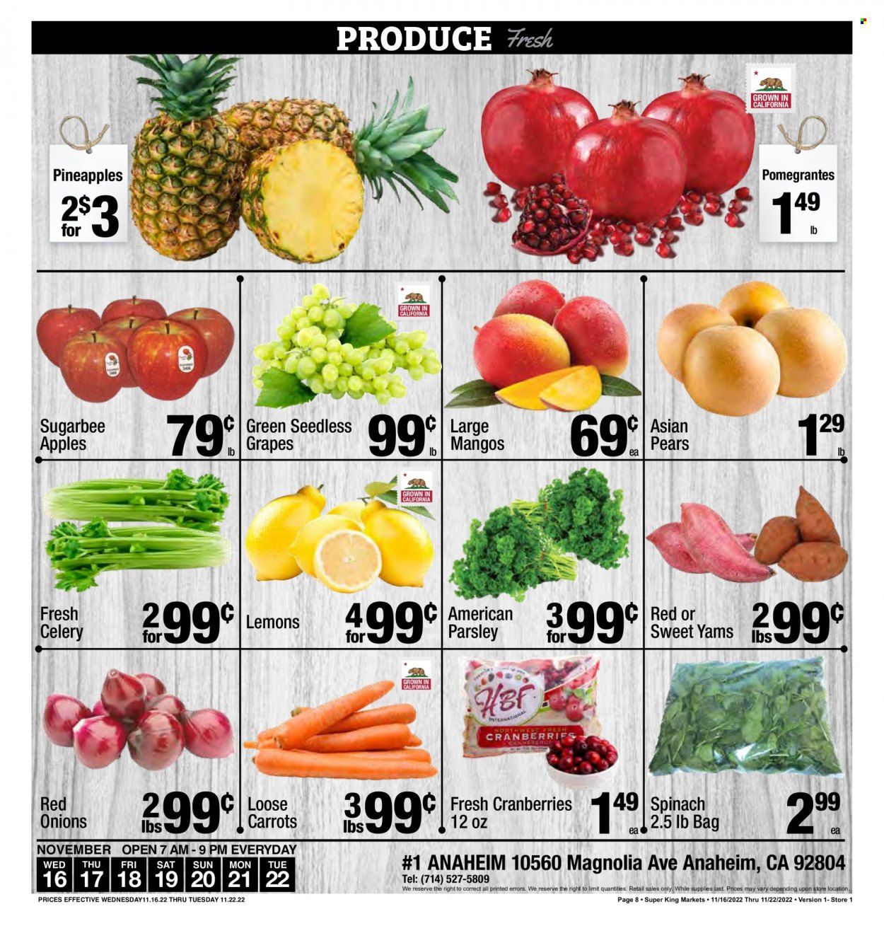 Super King Markets (CA) Weekly Ad Flyer Specials November 16 to November 22, 2022