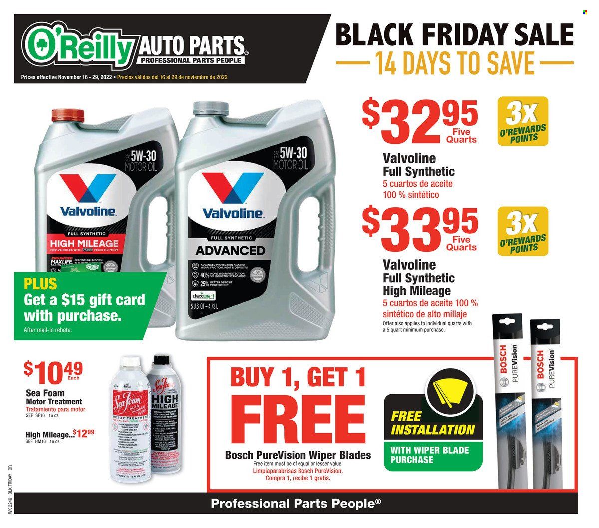 O'Reilly Auto Parts Weekly Ad Flyer Specials November 16 to November 29, 2022