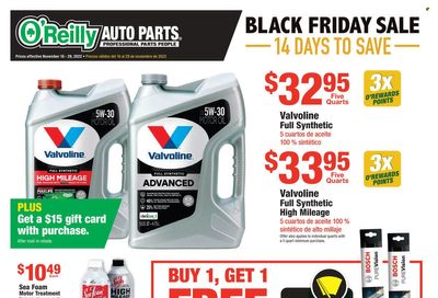 O'Reilly Auto Parts Weekly Ad Flyer Specials November 16 to November 29, 2022