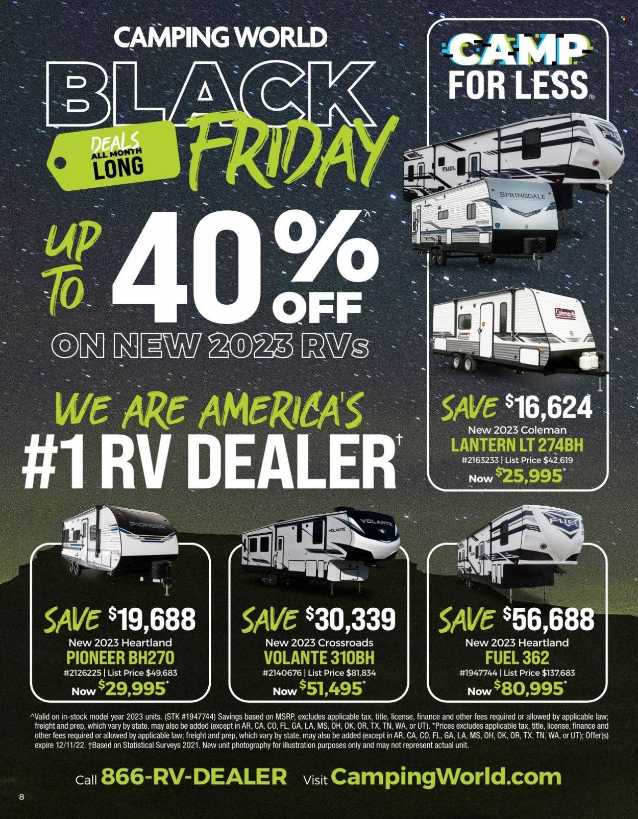 Camping World Weekly Ad Flyer Specials November 17 to December 11, 2022