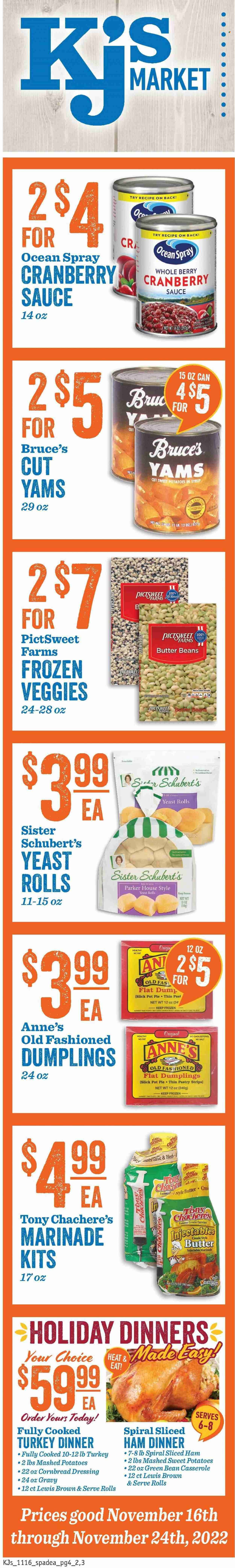 KJ´s Market (GA, SC) Weekly Ad Flyer Specials November 16 to November 24, 2022