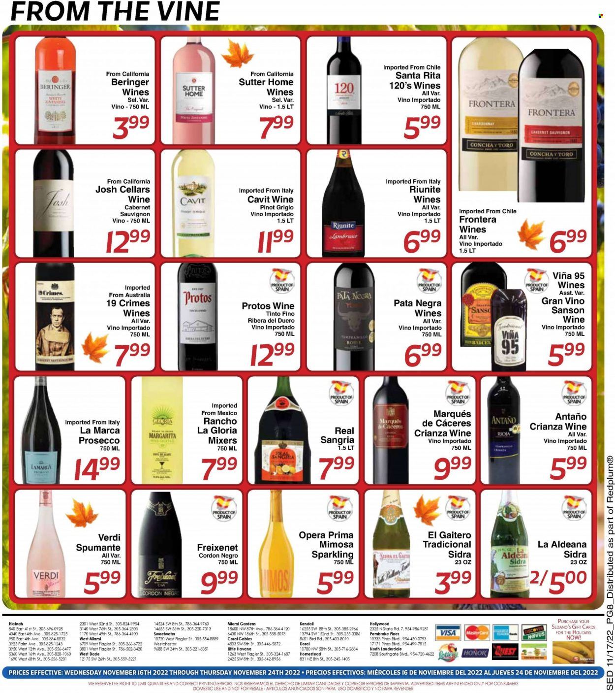 Sedano's (FL) Weekly Ad Flyer Specials November 16 to November 24, 2022