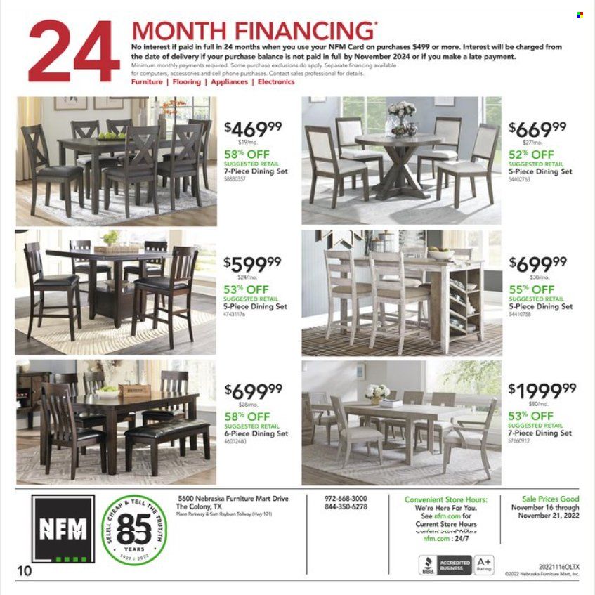 Nebraska Furniture Mart (IA, KS, NE, TX) Weekly Ad Flyer Specials November 16 to November 21, 2022