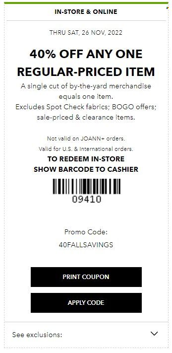 JOANN Weekly Ad Flyer Specials November 26 to November 26, 2022