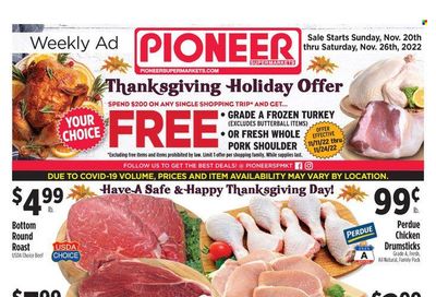Pioneer Supermarkets (NJ, NY) Weekly Ad Flyer Specials November 20 to November 26, 2022