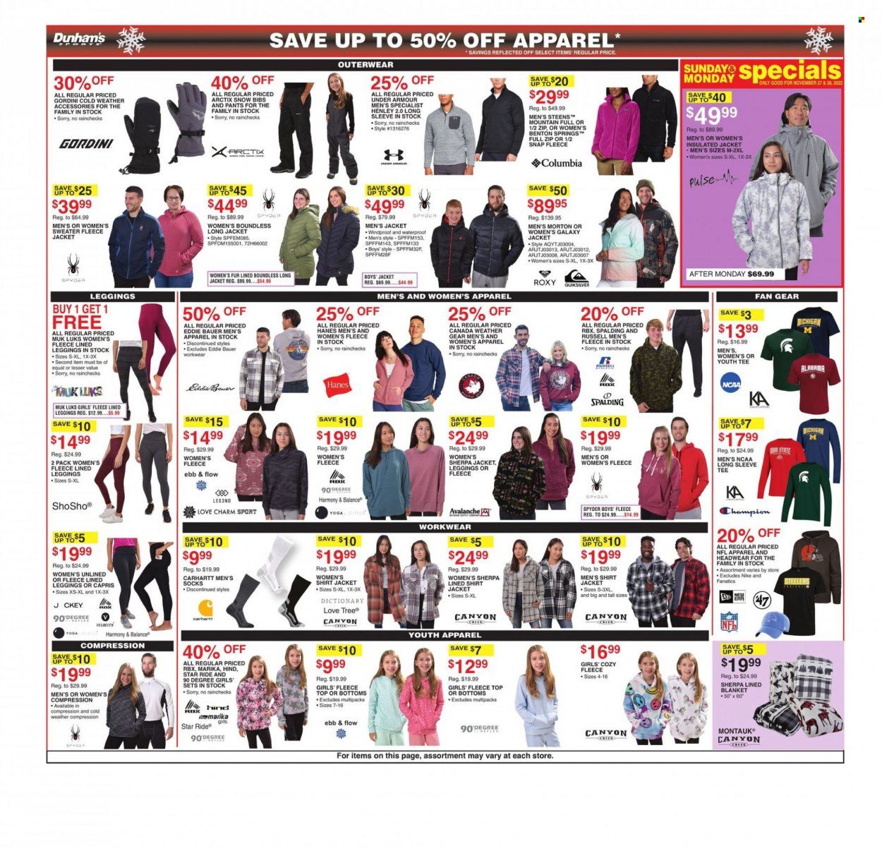 Dunham's Sports (MI) Weekly Ad Flyer Specials November 26 to December 1, 2022