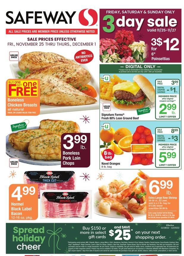 Safeway (MD, VA) Weekly Ad Flyer Specials November 25 to December 1, 2022