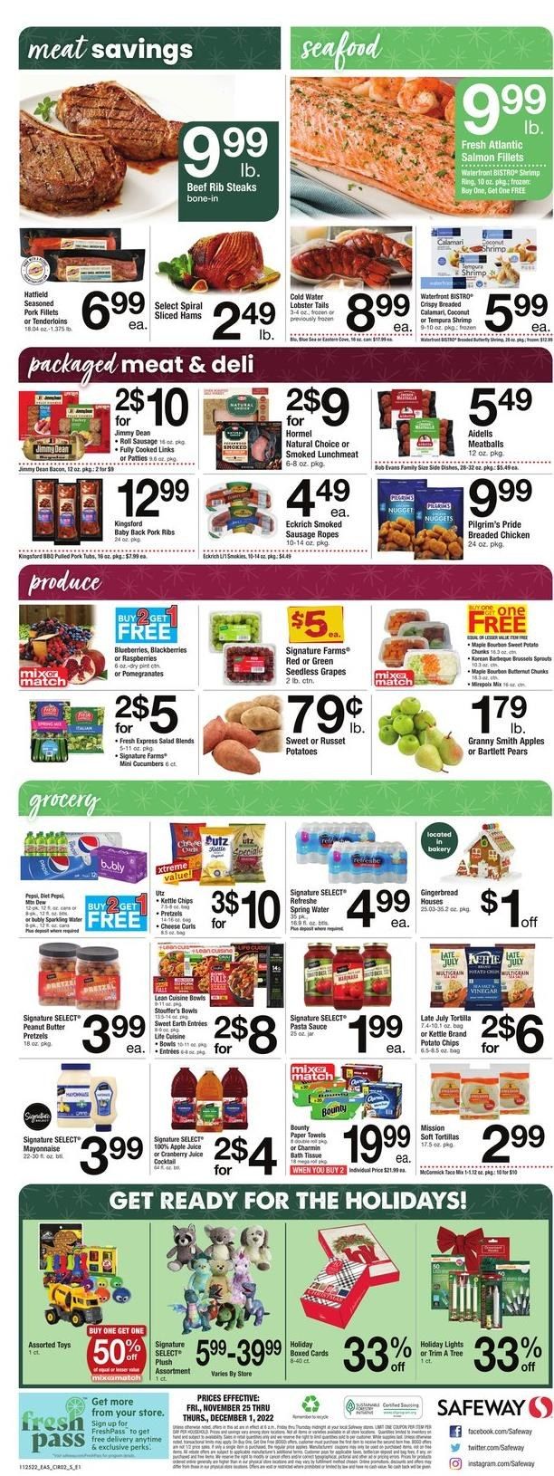 Safeway (MD, VA) Weekly Ad Flyer Specials November 25 to December 1, 2022