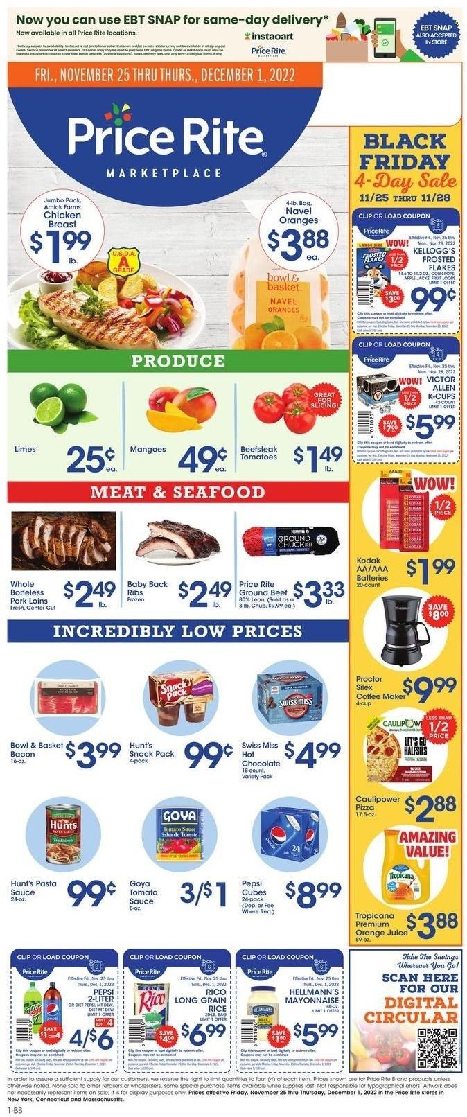 Price Rite (CT, MA, MD, NH, NJ, NY, PA, RI) Weekly Ad Flyer Specials November 25 to December 1, 2022